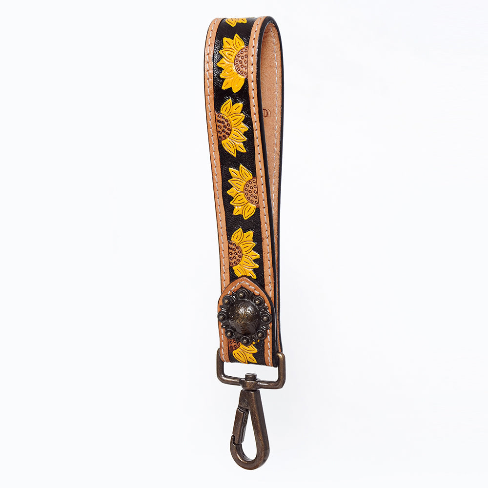 American Darling ADWSF102 Hand Tooled Genuine Leather Handle Strap For Wristlet Bags