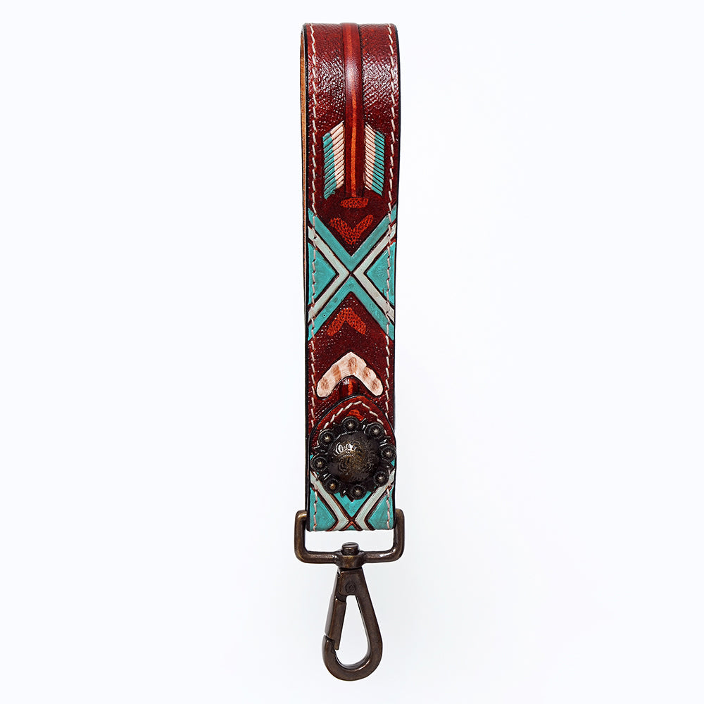 American Darling ADWSF104 Hand Tooled Genuine Leather Handle Strap For Wristlet Bags