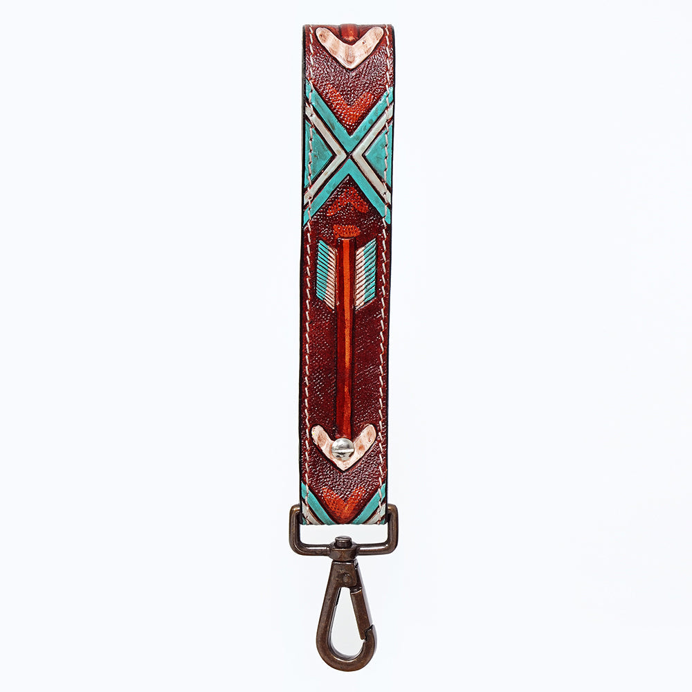 American Darling ADWSF104 Hand Tooled Genuine Leather Handle Strap For Wristlet Bags