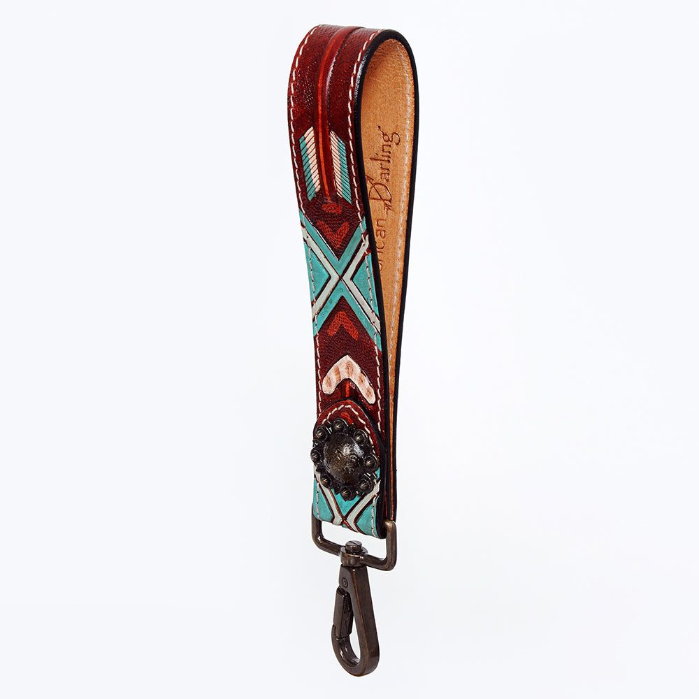 American Darling ADWSF104 Hand Tooled Genuine Leather Handle Strap For Wristlet Bags