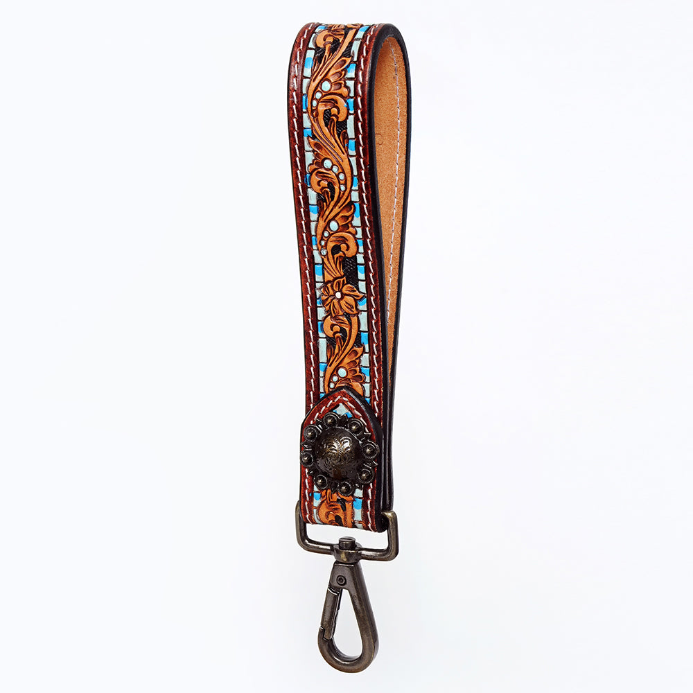 American Darling ADWSF108 Hand Tooled Genuine Leather Handle Strap For Wristlet Bags