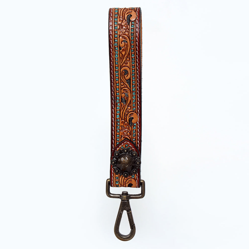 American Darling ADWSF110 Hand Tooled Genuine Leather Handle Strap For Wristlet Bags
