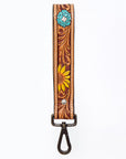 American Darling ADWSF113 Hand Tooled Genuine Leather Handle Strap For Wristlet Bags