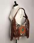 American Darling ADBGA221 Tote Hand Tooled Hair-On Genuine Leather Women Bag Western Handbag Purse