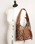American Darling ADBGA222 Tote Hand Tooled Hair-On Genuine Leather Women Bag Western Handbag Purse