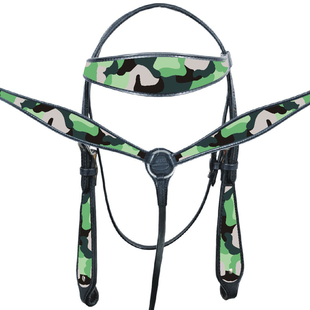 Western Horse Headstall Breast Collar American Leather Hilason camouflage