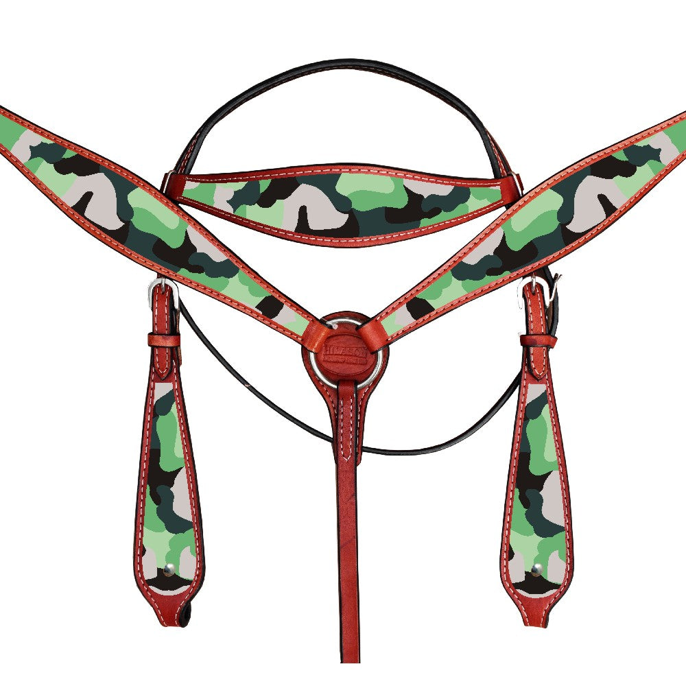 Western Horse Headstall Breast Collar American Leather Hilason camouflage