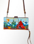 American Darling Wristlet Bag, Hand-Painted Genuine Leather, Western Vegetable Tanned Full Grain Leather Wallet Bag