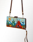 American Darling Wristlet Bag, Hand-Painted Genuine Leather, Western Vegetable Tanned Full Grain Leather Wallet Bag