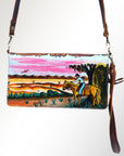 American Darling Organiser Hair-On Hand Tooled Genuine Leather Women Bag Western Handbag Purse