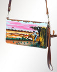 American Darling Organiser Hair-On Hand Tooled Genuine Leather Women Bag Western Handbag Purse