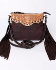 American Darling Western Small Crossbody Bag – Genuine Hair-On Cowhide Leather with Fringes, Adjustable Strap, Handcrafted in Texas