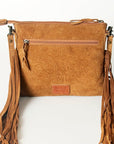 American Darling Western Small Crossbody Bag – Genuine Hair-On Cowhide Leather with Fringes, Adjustable Strap, Handcrafted in Texas