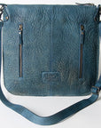 Vintage Handmade Genuine Cowhide Leather Crossbody Bag For Women With Western Flair