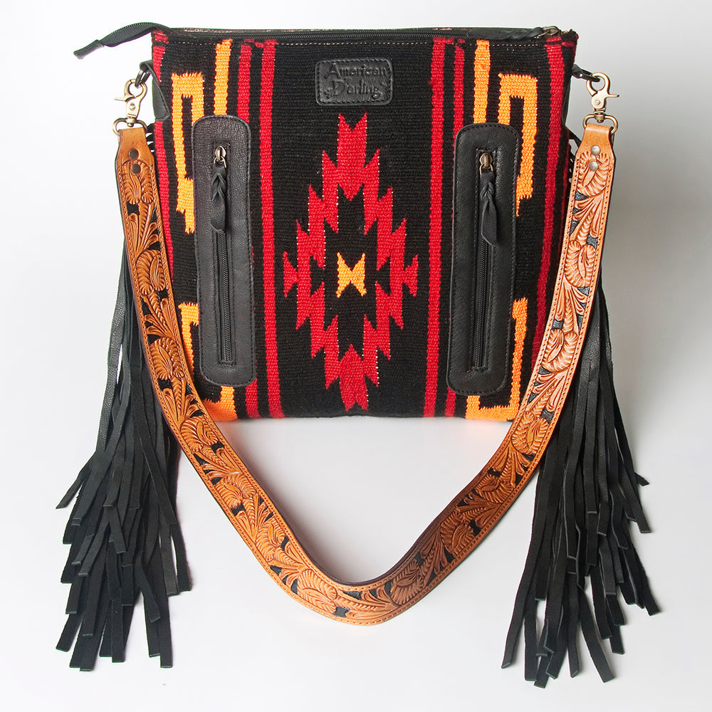 American Darling ADBGZ553 Signature Crossbody Hand Tooled Saddle Blanket Genuine Leather Women Bag Western Handbag Purse