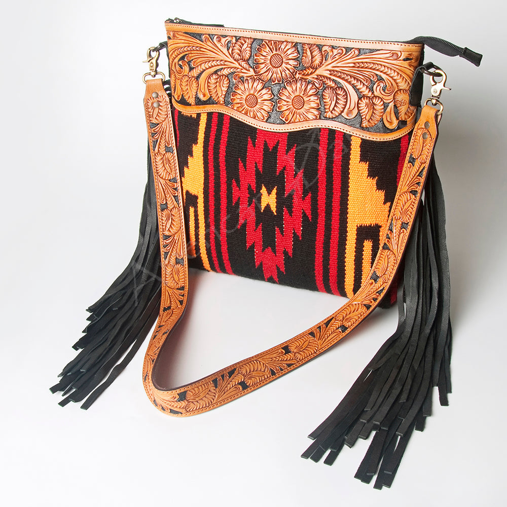 American Darling ADBGZ553 Signature Crossbody Hand Tooled Saddle Blanket Genuine Leather Women Bag Western Handbag Purse