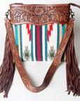 American Darling ADBGZ571 Signature Crossbody Hand Tooled Saddle Blanket Genuine Leather women bag western handbag purse