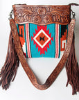 American Darling ADBGZ576 Signature Crossbody Hand Tooled Saddle Blanket Genuine Leather women bag western handbag purse