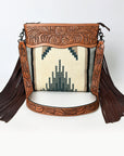 American Darling ADBGZ579 Signature Crossbody Hand Tooled Saddle Blanket Genuine Leather women bag western handbag purse