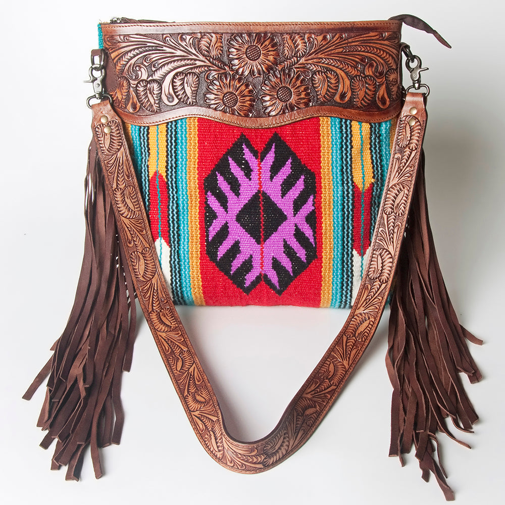 American Darling ADBGZ581 Signature Crossbody Hand Tooled Saddle Blanket Genuine Leather women bag western handbag purse