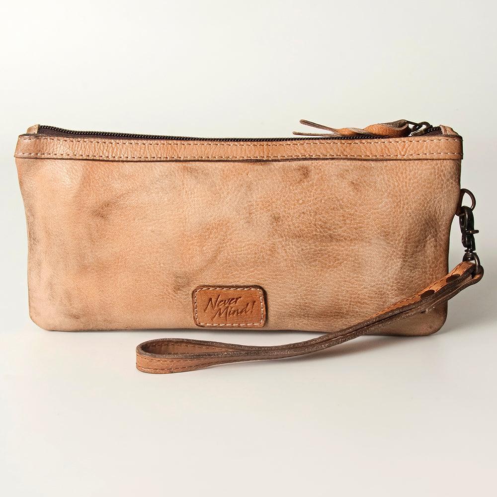 Never Mind Nmbg101D Wristlet Vintage Handmade Genuine Cowhide Leather Women Bag Western Handbag Purse