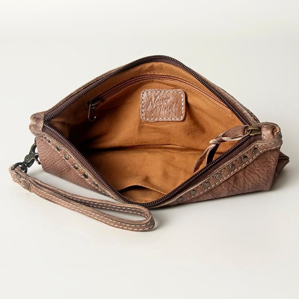 Never Mind Nmbg101G Wristlet Vintage Handmade Genuine Cowhide Leather Women Bag Western Handbag Purse