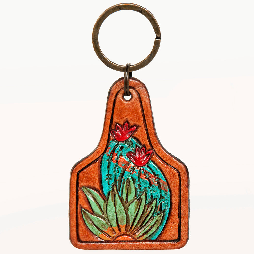 American Darling ADKR189 Hand Tooled Carved Genuine Leather Keyring