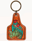 American Darling ADKR189 Hand Tooled Carved Genuine Leather Keyring