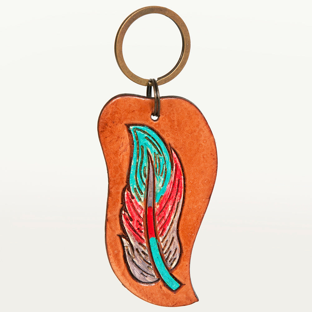 American Darling ADKR196 Hand Tooled Carved Genuine Leather Keyring