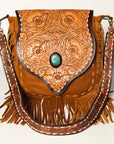American Darling ADBGA238A Messenger Hand Tooled Genuine Leather women bag western handbag purse