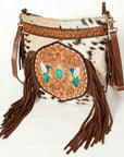 American Darling ADBGA241B Large Crossbody Hand Tooled Hair On Genuine Leather women bag western handbag purse
