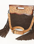 American Darling Clutch Hand Tooled Hair On Genuine Leather Women Bag Western Handbag Purse