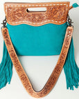 American Darling Clutch Hand Tooled Hair On Genuine Leather Women Bag Western Handbag Purse