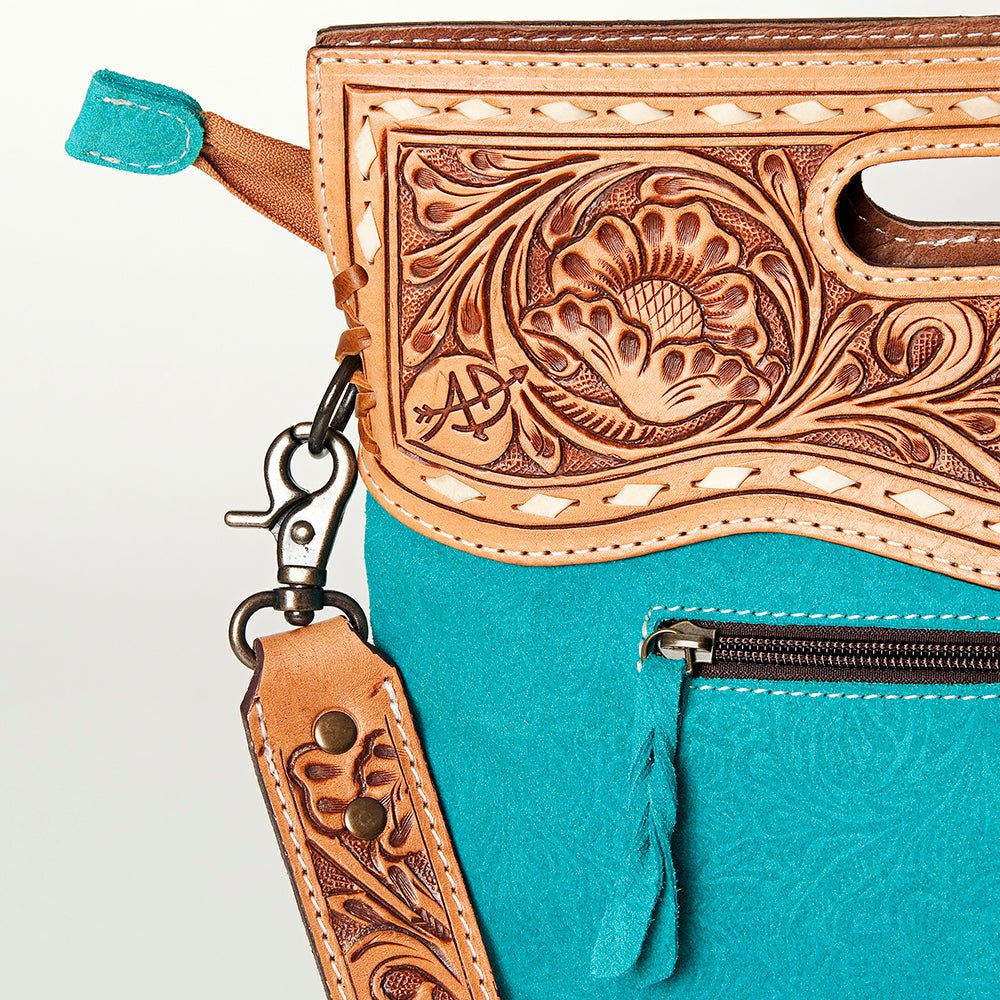American Darling Clutch Hand Tooled Hair On Genuine Leather Women Bag Western Handbag Purse