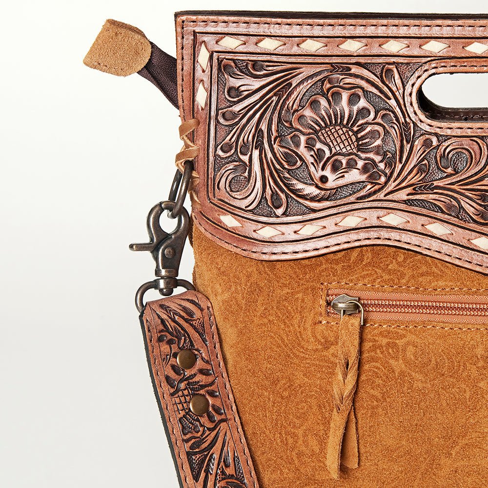 American Darling Clutch Hand Tooled Hair On Genuine Leather Women Bag Western Handbag Purse
