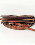 American Darling ADBG805 Clutch Hand Tooled Hair-On Genuine Leather Women Bag Western Handbag Purse
