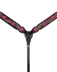 Bar H Equine Horse Leather Floral Hand Painted Breast Collar Brown