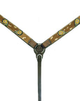 Bar H Equine Premium Hand Tooled Leather Stainless Steel Hardware Breast Collar Brown