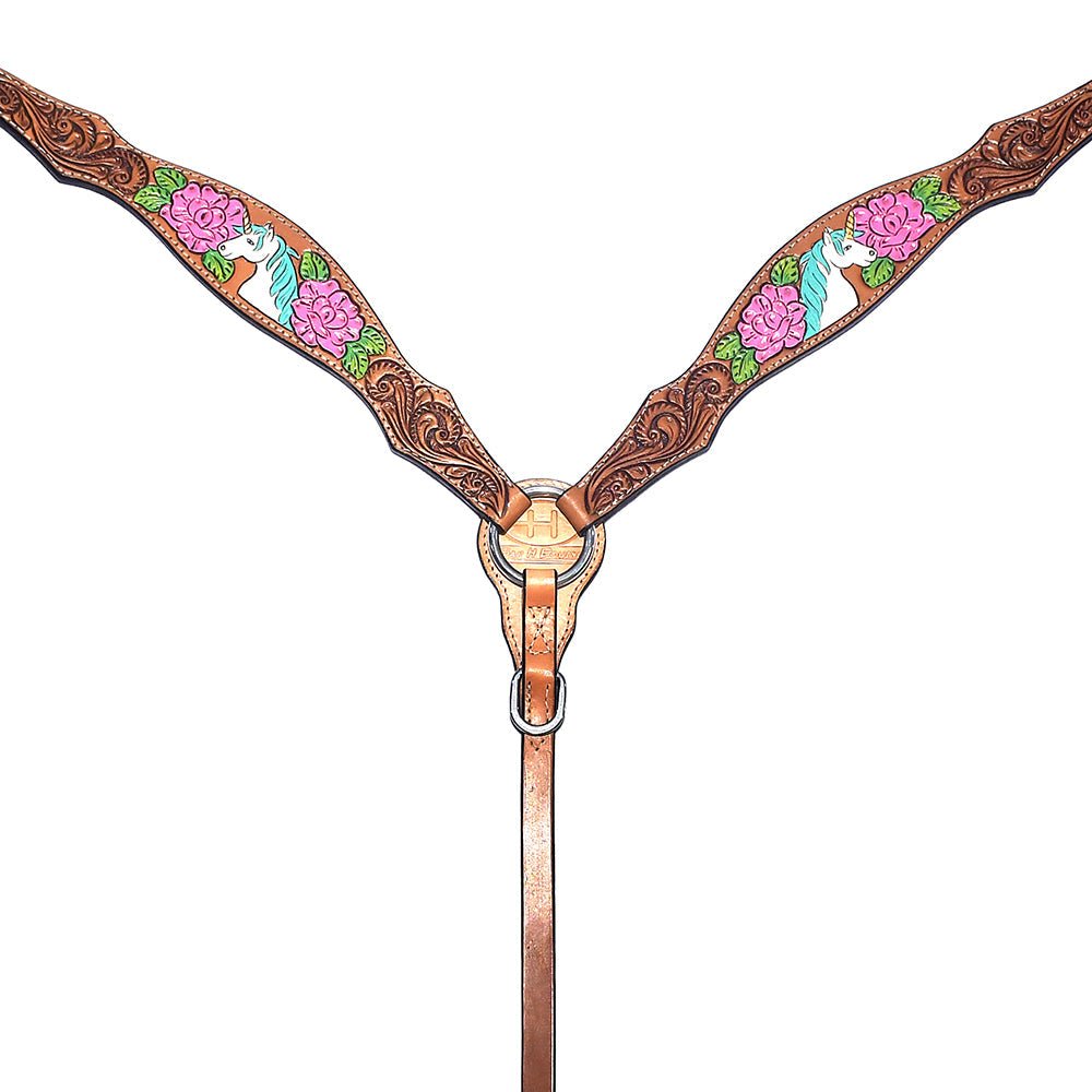 Bar H Equine Belle Unicorn Leather One Ear Headstall Tan