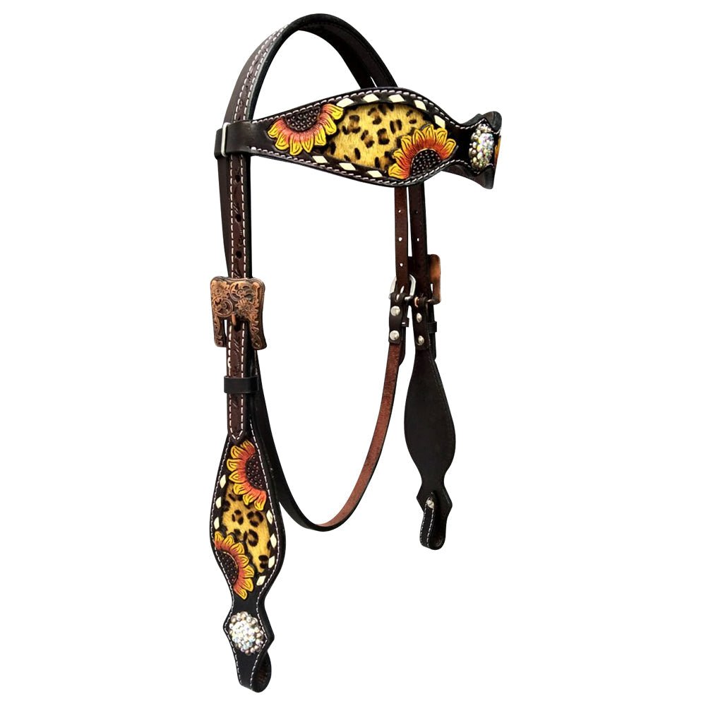 Bar H Equine Genuine Western American Leather Horse Premium Headstall &amp; Breast Collar Set