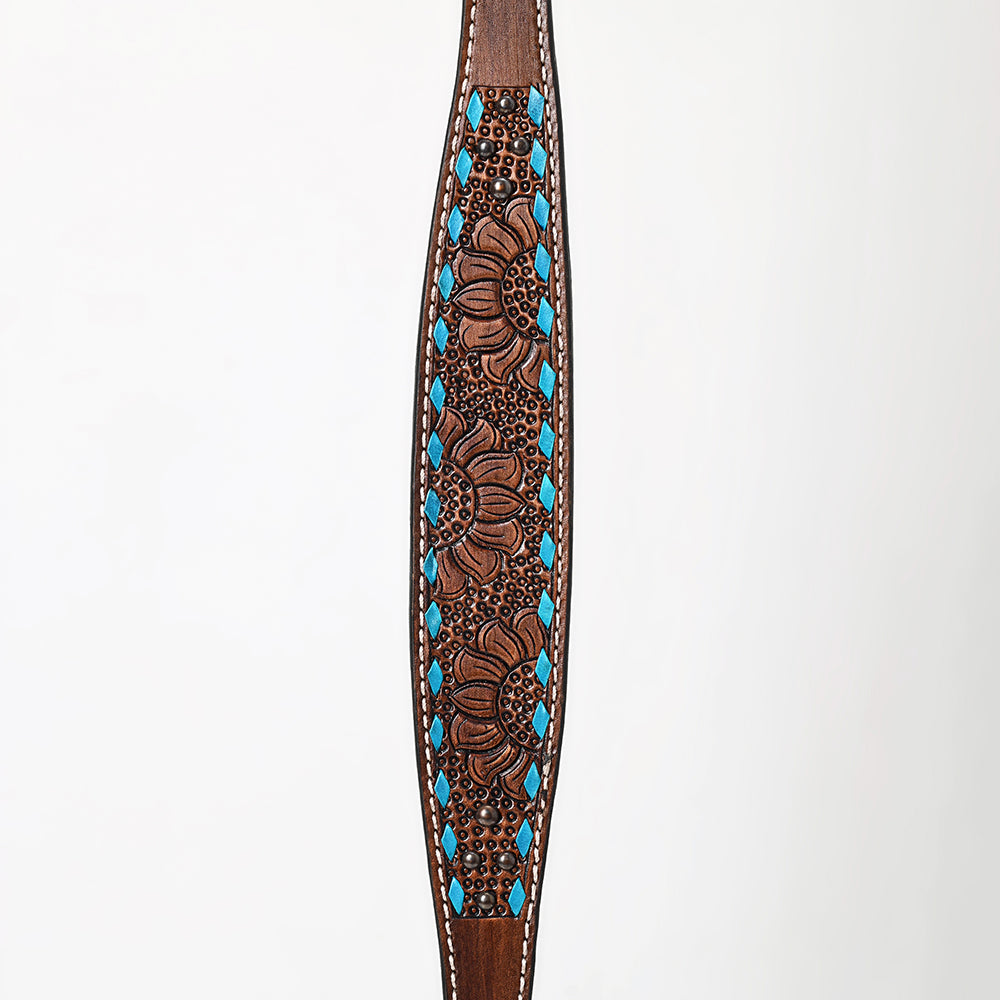 Bar H Equine Genuine Western American Leather Horse Premium Headstall &amp; Breast Collar Set