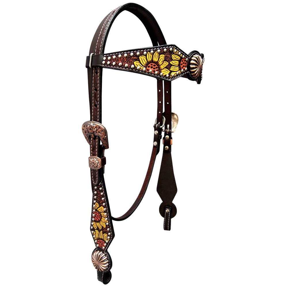 Bar H Equine Genuine Western American Leather Horse Premium Headstall &amp; Breast Collar Set