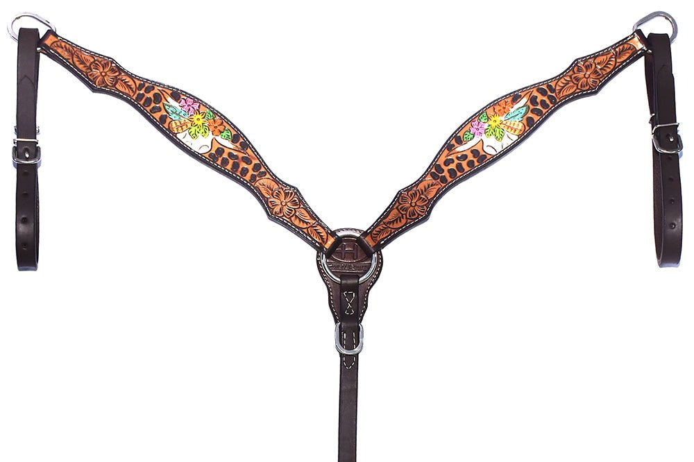 Bar H Equine American Leather Horse Saddle Tack One Ear Headstall | Breast Collar | Browband Headstall | Wither Strap | Tack Set for Horses BER180
