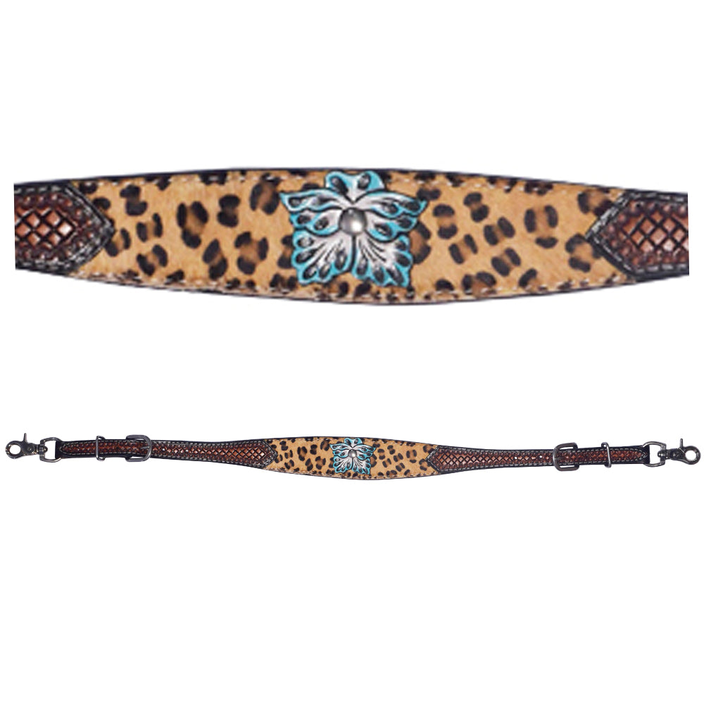 Bar H Equine Western Horse Floral Cheetah Print Genuine American Leather Tack Set