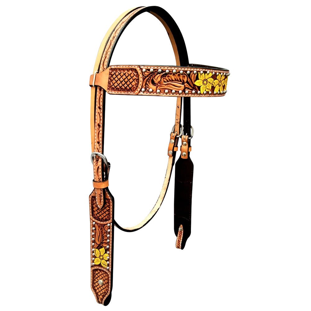 BAR H EQUINE Western Leather Horse Headstall &amp; Breast Collar &amp; Wither Strap
