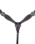Bar H Equine Genuine Western American Leather Horse Premium Headstall & Breast Collar Set