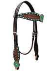 Bar H Equine Genuine Western American Leather Horse Premium Headstall & Breast Collar Set
