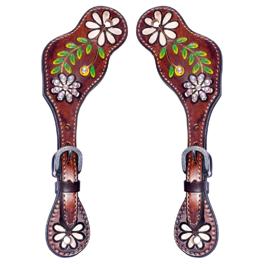 Bar H Equine Leather Spurs Straps for Adults - Western Womens Spur Straps for Horse Riding, Barrel Racing, Show, and Rodeo