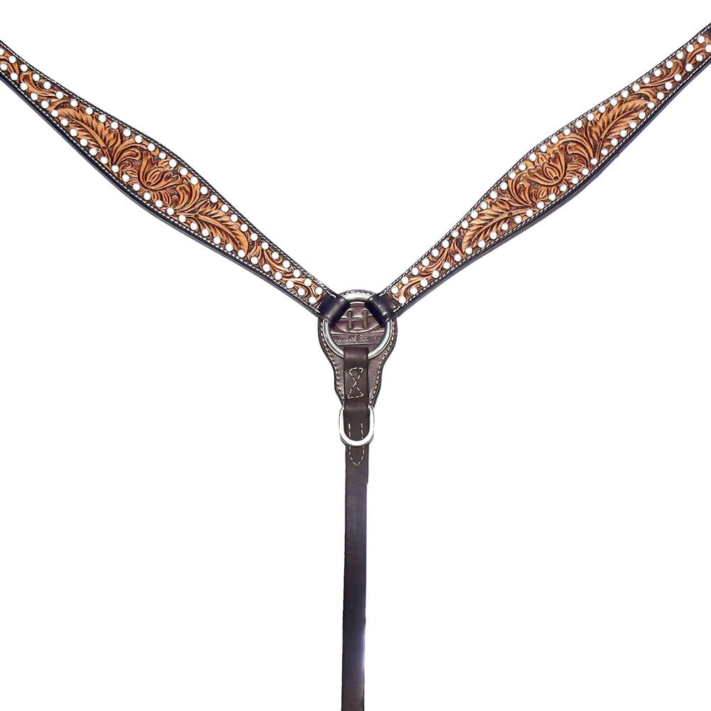 Bar H Equine Genuine Western American Leather Horse Premium Headstall &amp; Breast Collar Set