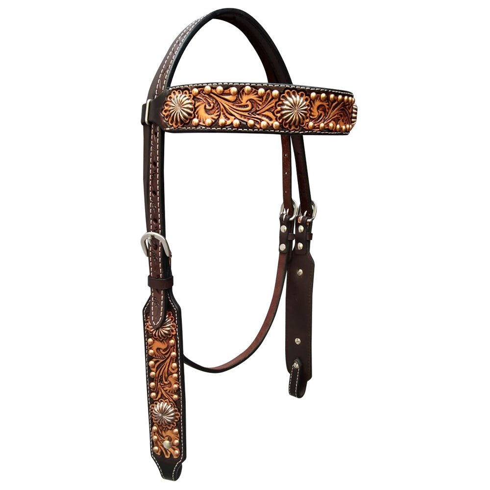Bar H Equine Genuine Western American Leather Horse Premium Headstall &amp; Breast Collar Set